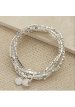 Envy Jewellery Diamante 5 Layer Stretch Bracelet (Silver)